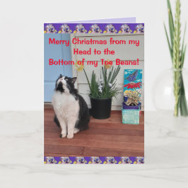 Tuxedo Cat Funny Frohe Weihnachts Toe Bean Card Karte