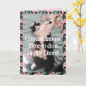 Tuxedo Cat Funny gratuliert Happy Dance Card Karte (Gelbe Blume)