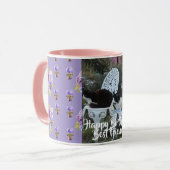 Tuxedo Cat Funny Happy Birthday Friend Tasse Lila (Vorderseite Links)