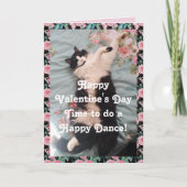 Tuxedo Cat Funny Happy Valentine's Day Dance Card Karte (Vorderseite)