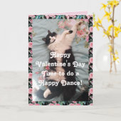 Tuxedo Cat Funny Happy Valentine's Day Dance Card Karte (Gelbe Blume)