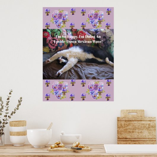 Tuxedo Cat Funny Niedlich, ein Mexikanisches Wave Poster (Küche)
