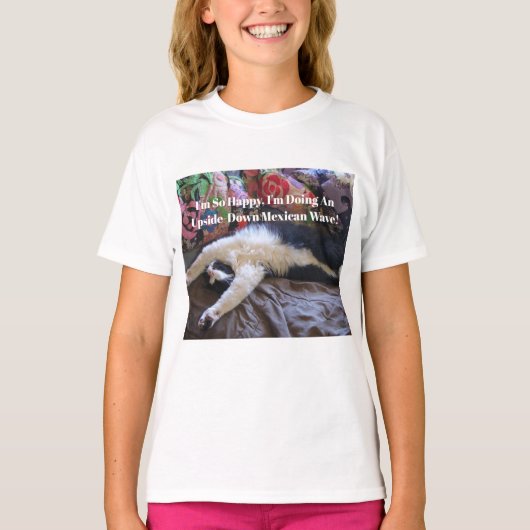 Tuxedo Cat Funny Niedlich, ein Mexikanisches Wave T-Shirt (Vorderseite)