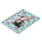 Tuxedo Cat Funny Niedlich Floral Aqua Happy Notebo Notizblock (Linke Seite)