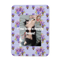 Tuxedo Cat Funny Niedlich Floral Happy Dance Magne