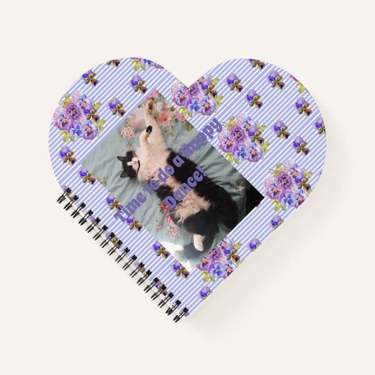 Tuxedo Cat Funny Niedlich Floral Happy Dance Noteb Notizblock (Vorderseite)