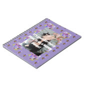 Tuxedo Cat Funny Niedliches BlumenNotebook Lila Notizblock (Linke Seite)