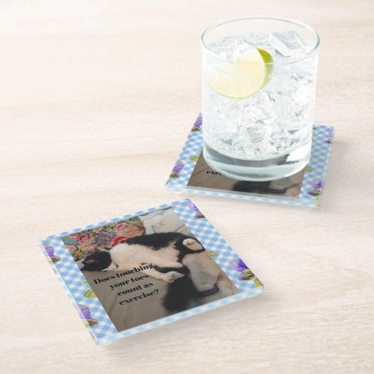 Tuxedo Cat Funny Zitat Schwarze und Weiße Katzen M Glasuntersetzer (Schrägansicht)