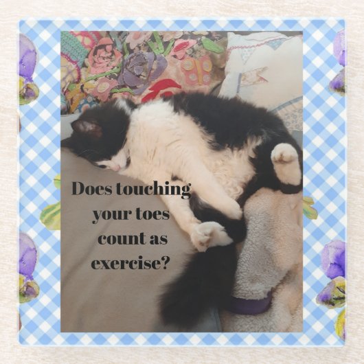 Tuxedo Cat Funny Zitat Schwarze und Weiße Katzen M Glasuntersetzer (Vorderseite)