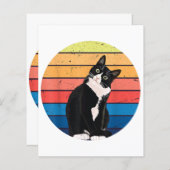 Tuxedo Cat Geschenk Retro Farben für Tierfreunde (Vorne/Hinten)