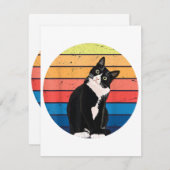 Tuxedo Cat Geschenk Retro Farben für Tierfreunde Begleitkarte (Vorne/Hinten)