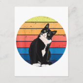 Tuxedo Cat Geschenk Retro Farben für Tierfreunde Begleitkarte (Rückseite)
