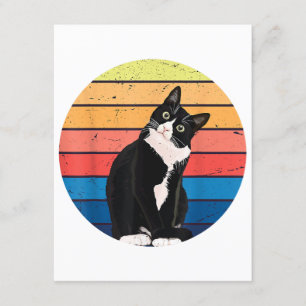 Tuxedo Cat Geschenk Retro Farben für Tierfreunde Begleitkarte
