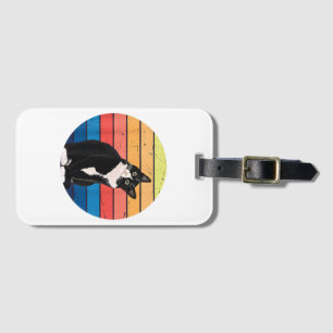 Tuxedo Cat Geschenk Retro Farben für Tierfreunde Gepäckanhänger