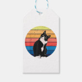 Tuxedo Cat Geschenk Retro Farben für Tierfreunde Geschenkanhänger (Vorderseite)