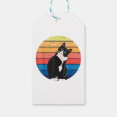 Tuxedo Cat Geschenk Retro Farben für Tierfreunde Geschenkanhänger (Rückseite)