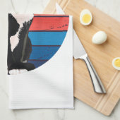 Tuxedo Cat Geschenk Retro Farben für Tierfreunde Geschirrtuch (Viertel Falte)