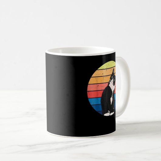 Tuxedo Cat Geschenk Retro Farben für Tierfreunde Kaffeetasse (VorderseiteRechts)