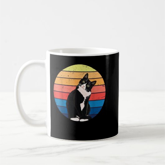 Tuxedo Cat Geschenk Retro Farben für Tierfreunde  Kaffeetasse (Links)