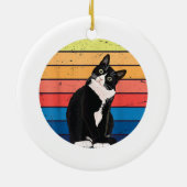 Tuxedo Cat Geschenk Retro Farben für Tierfreunde Keramik Ornament (Hinten)