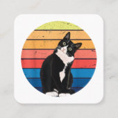 Tuxedo Cat Geschenk Retro Farben für Tierfreunde Quadratische Visitenkarte (Vorderseite)