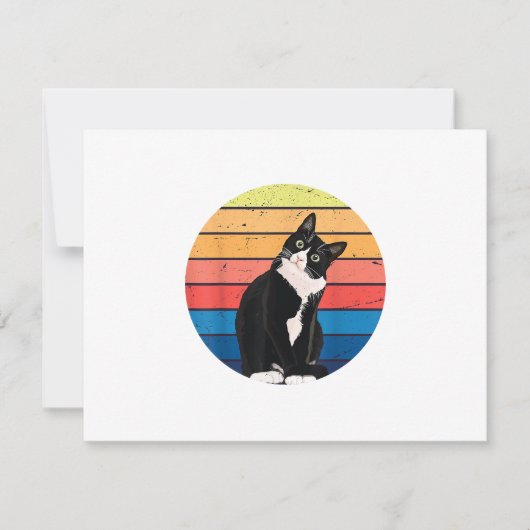 Tuxedo Cat Geschenk Retro Farben für Tierfreunde RSVP Karte (Vorderseite)