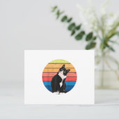 Tuxedo Cat Geschenk Retro Farben für Tierfreunde RSVP Karte (Stehend Vorderseite)