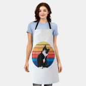Tuxedo Cat Geschenk Retro Farben für Tierfreunde Schürze (Getragen)
