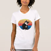 Tuxedo Cat Geschenk Retro Farben für Tierfreunde T-Shirt (Vorderseite)