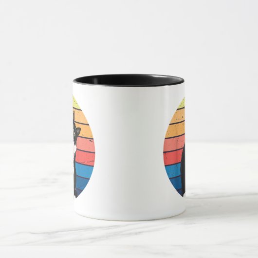 Tuxedo Cat Geschenk Retro Farben für Tierfreunde Tasse (Zentrum)