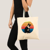 Tuxedo Cat Geschenk Retro Farben für Tierfreunde Tragetasche (Vorderseite (Produkt))