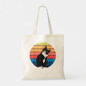 Tuxedo Cat Geschenk Retro Farben für Tierfreunde Tragetasche (Rückseite)
