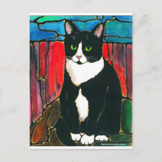 Tuxedo Cat Gestaltetes Glas Design Art T - Shirt Postkarte