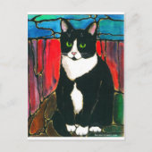 Tuxedo Cat Gestaltetes Glas Design Art T - Shirt Postkarte (Vorderseite)