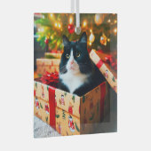 Tuxedo Cat Glass Ornament (Vorderseite Rechts)