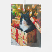 Tuxedo Cat Glass Ornament Aus Glas (Vorderseite links)