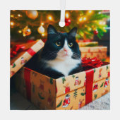 Tuxedo Cat Glass Ornament Aus Glas (Rückseite)