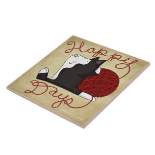 Tuxedo Cat - glückliche Tage Fliese