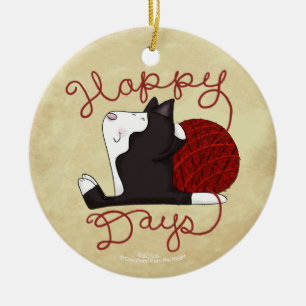 Tuxedo Cat - glückliche Tage Keramik Ornament