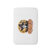 Tuxedo Cat Halloween Hexenkürbis Niedliche Pumpkin Badematte (Vorderseite Vertikal)