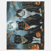 Tuxedo Cat Halloween Spooky Fleecedecke (Vorderseite)