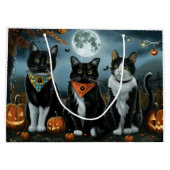 Tuxedo Cat Halloween Spooky Große Geschenktüte (Rückseite)