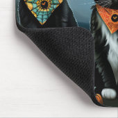 Tuxedo Cat Halloween Spooky Mousepad (Ecke)