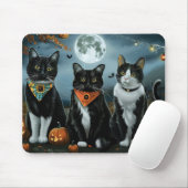 Tuxedo Cat Halloween Spooky Mousepad (Mit Mouse)