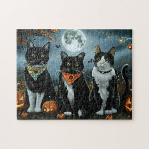 Tuxedo Cat Halloween Spooky Puzzle