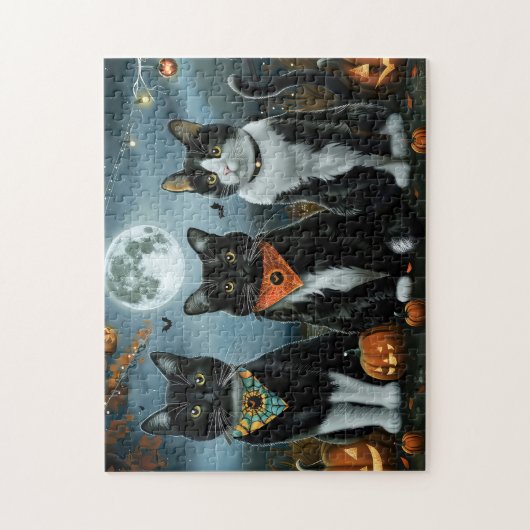 Tuxedo Cat Halloween Spooky Puzzle (Vertikal)