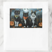 Tuxedo Cat Halloween Spooky Rechteckiger Aufkleber (Tasche)
