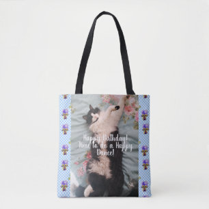 Tuxedo Cat Happy Dance lustig Happy Birthday Bag Tasche