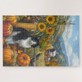 Tuxedo Cat Herbsternte Erntedank Puzzle (Horizontal)