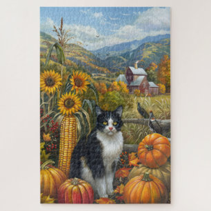Tuxedo Cat Herbsternte Erntedank Puzzle
